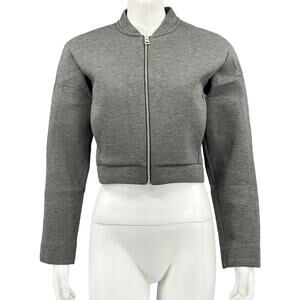 Everlane Jacket Women Medium Gray Street Fleece Cropped Bomber Ponte Knit Preppy